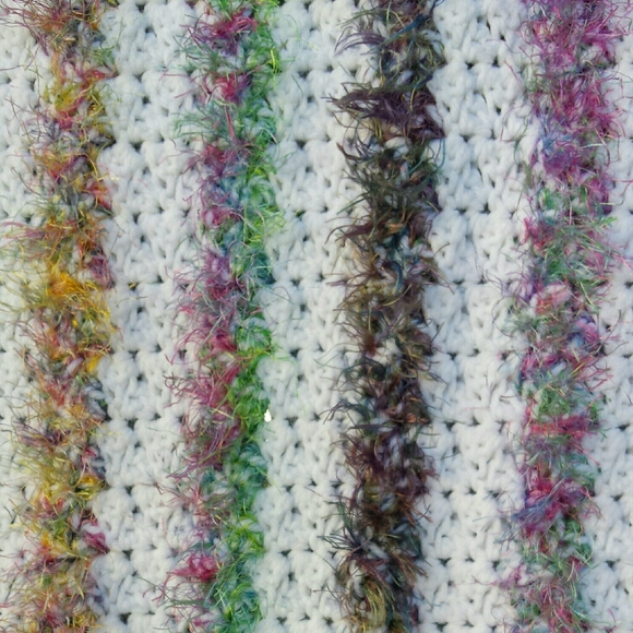 Hand Crafted Hand Crochet Striped Throw Blanket Of Many Colors - Picture 4 of 6